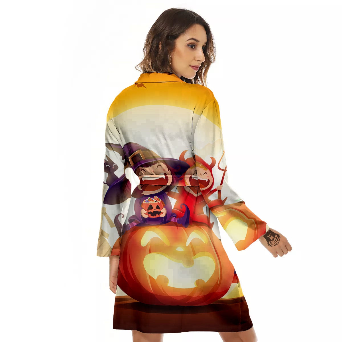 Moonlight Halloween Print Women's Robe-grizzshop