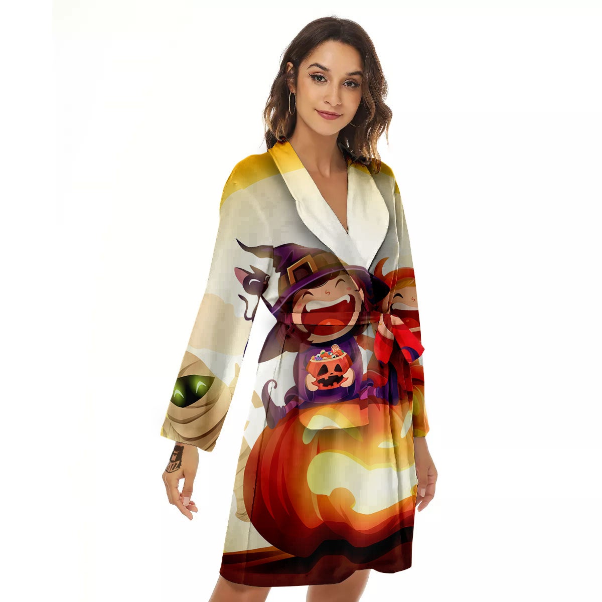 Moonlight Halloween Print Women's Robe-grizzshop