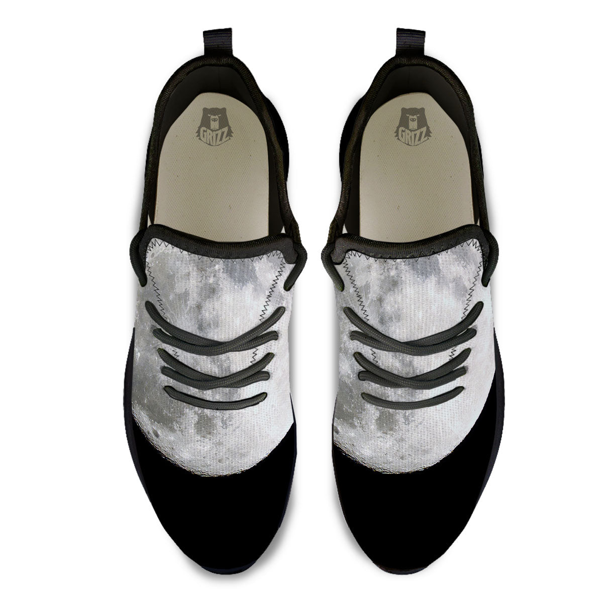 Moonlight White And Black Print Black Athletic Shoes-grizzshop
