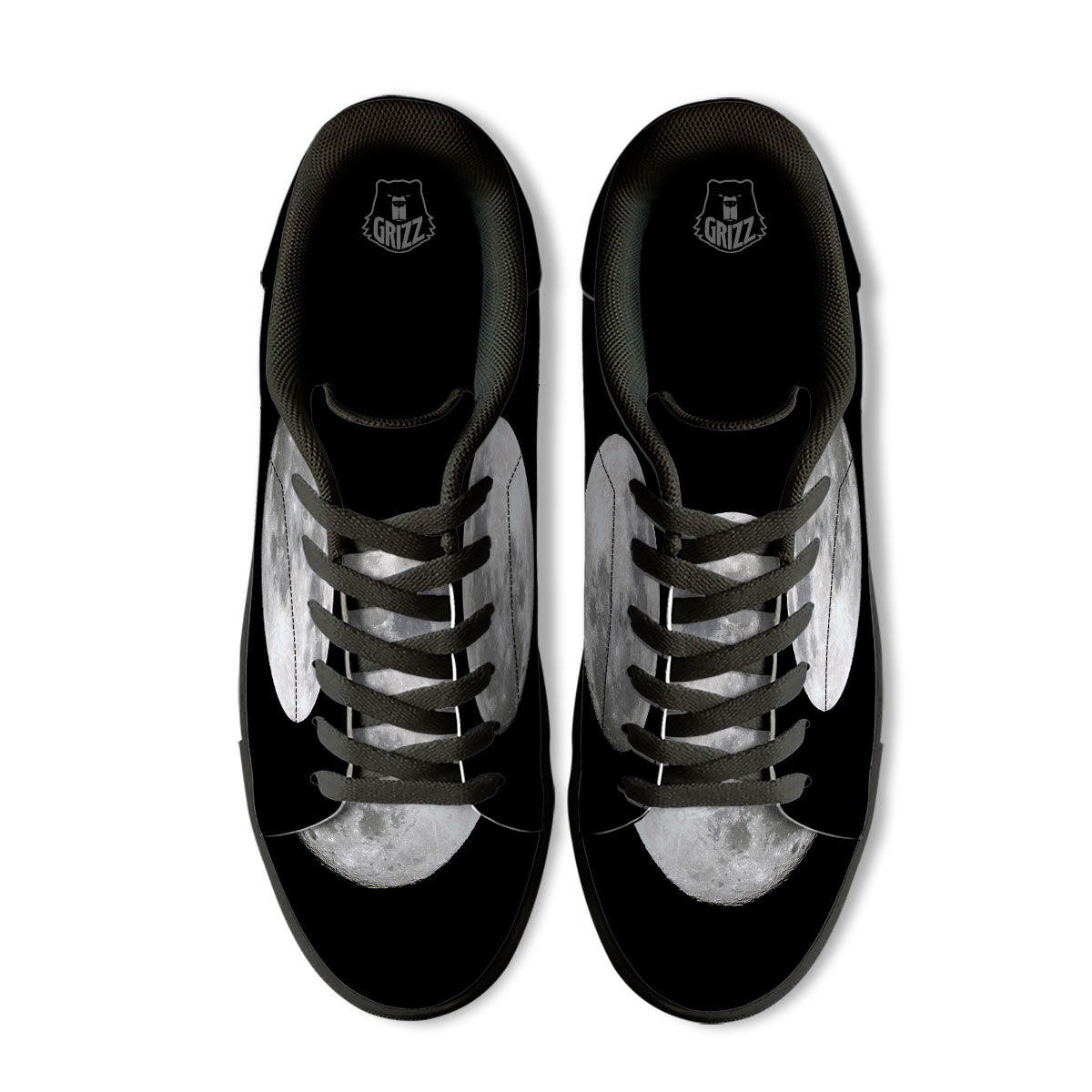 Moonlight White And Black Print Black Low Top Sneakers-grizzshop