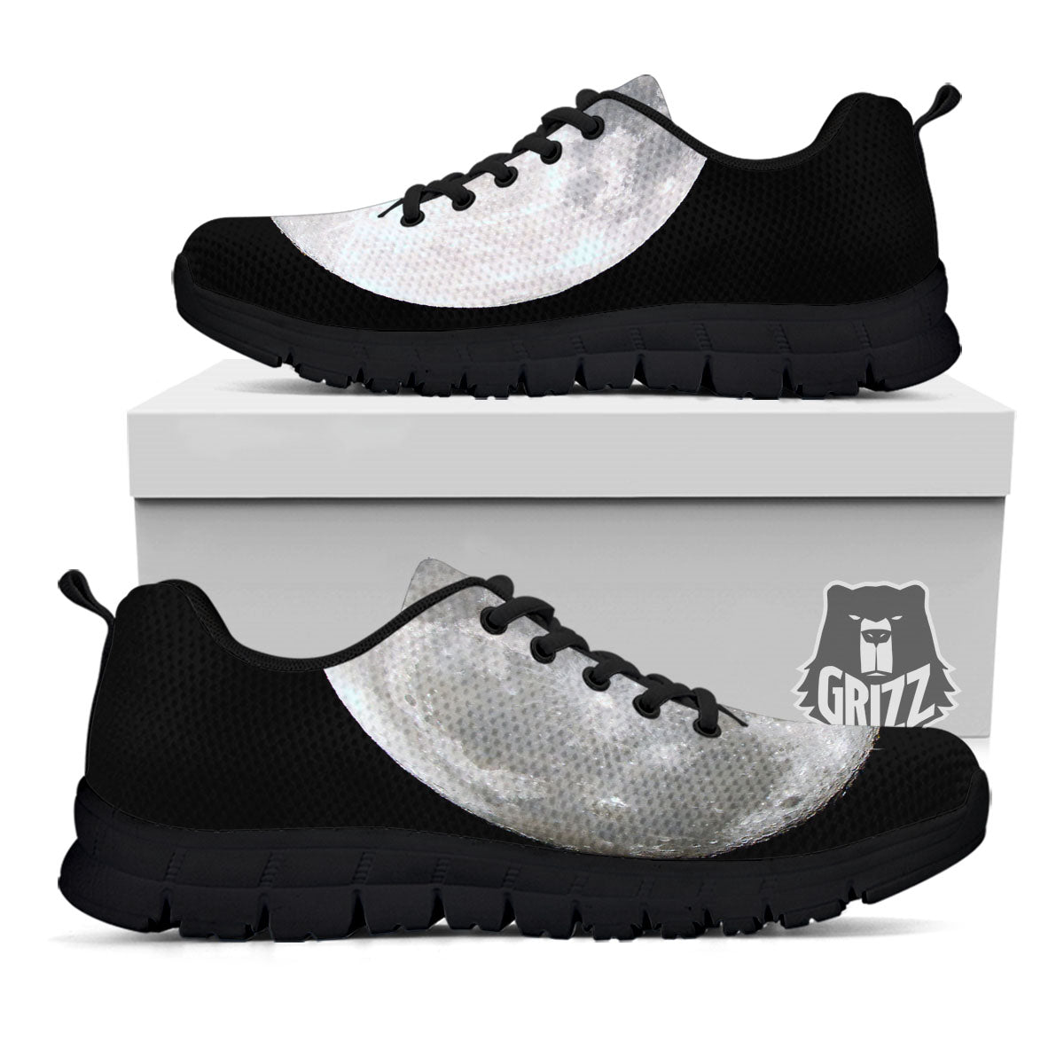 Moonlight White And Black Print Black Sneaker-grizzshop