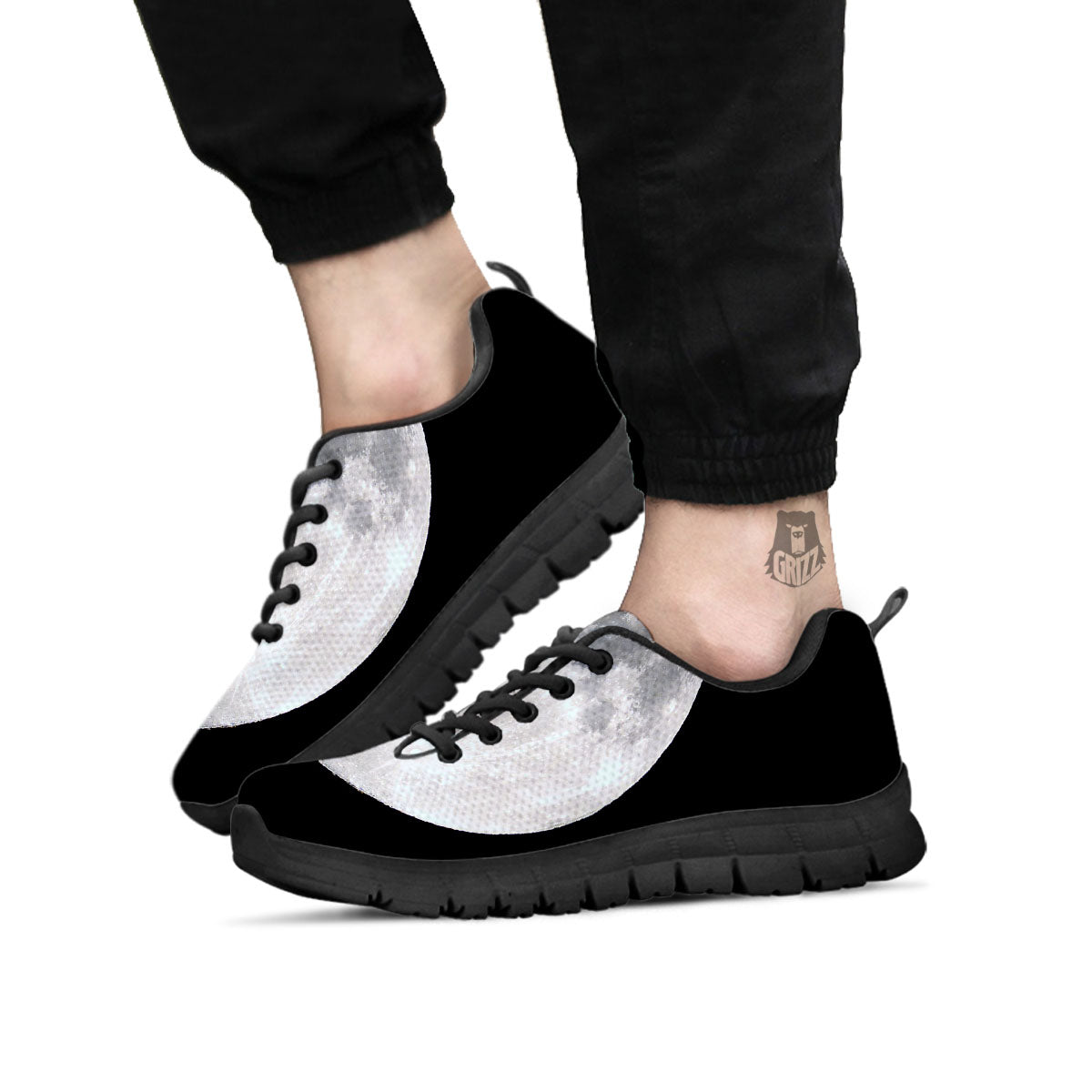 Moonlight White And Black Print Black Sneaker-grizzshop