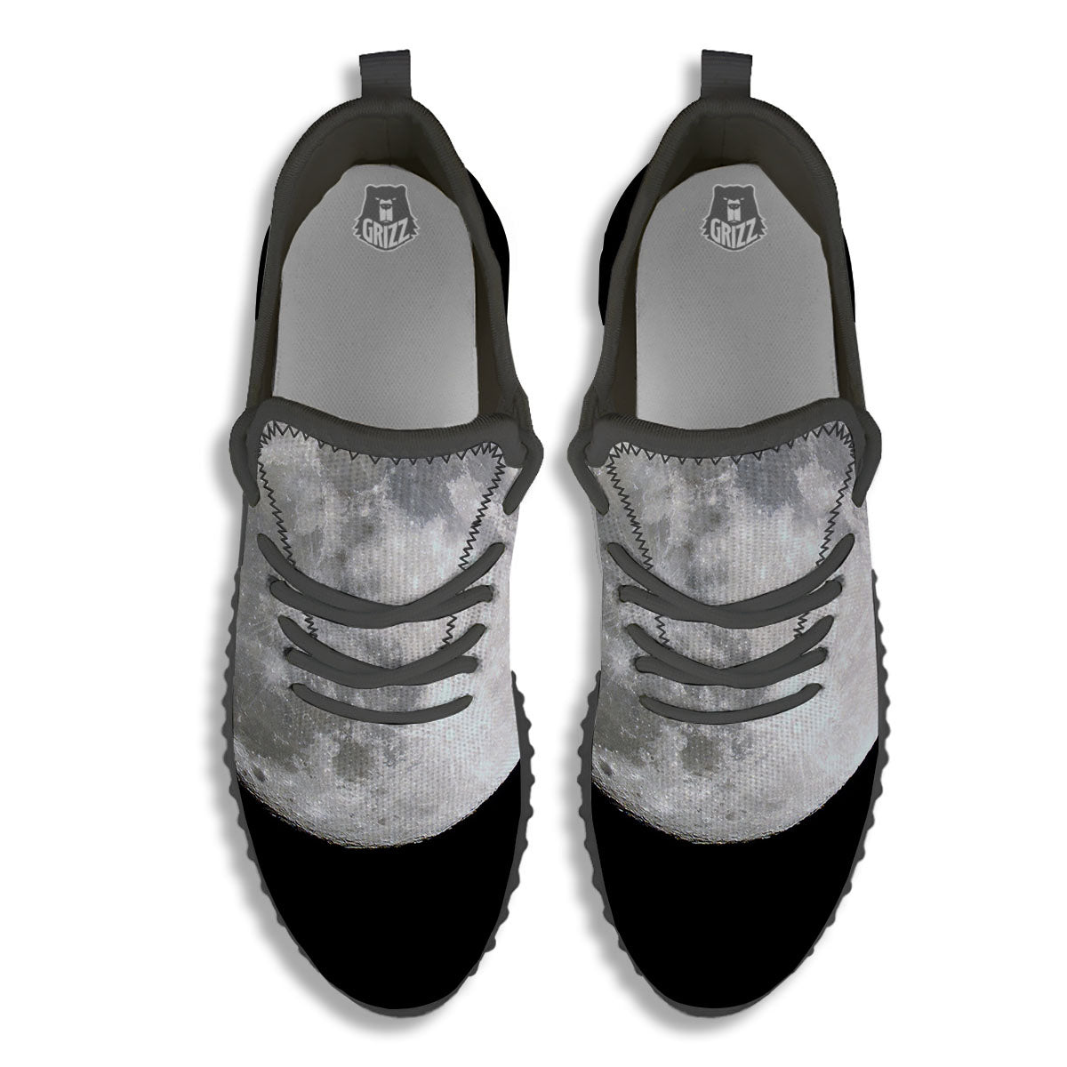 Moonlight White And Black Print Black Walking Shoes-grizzshop