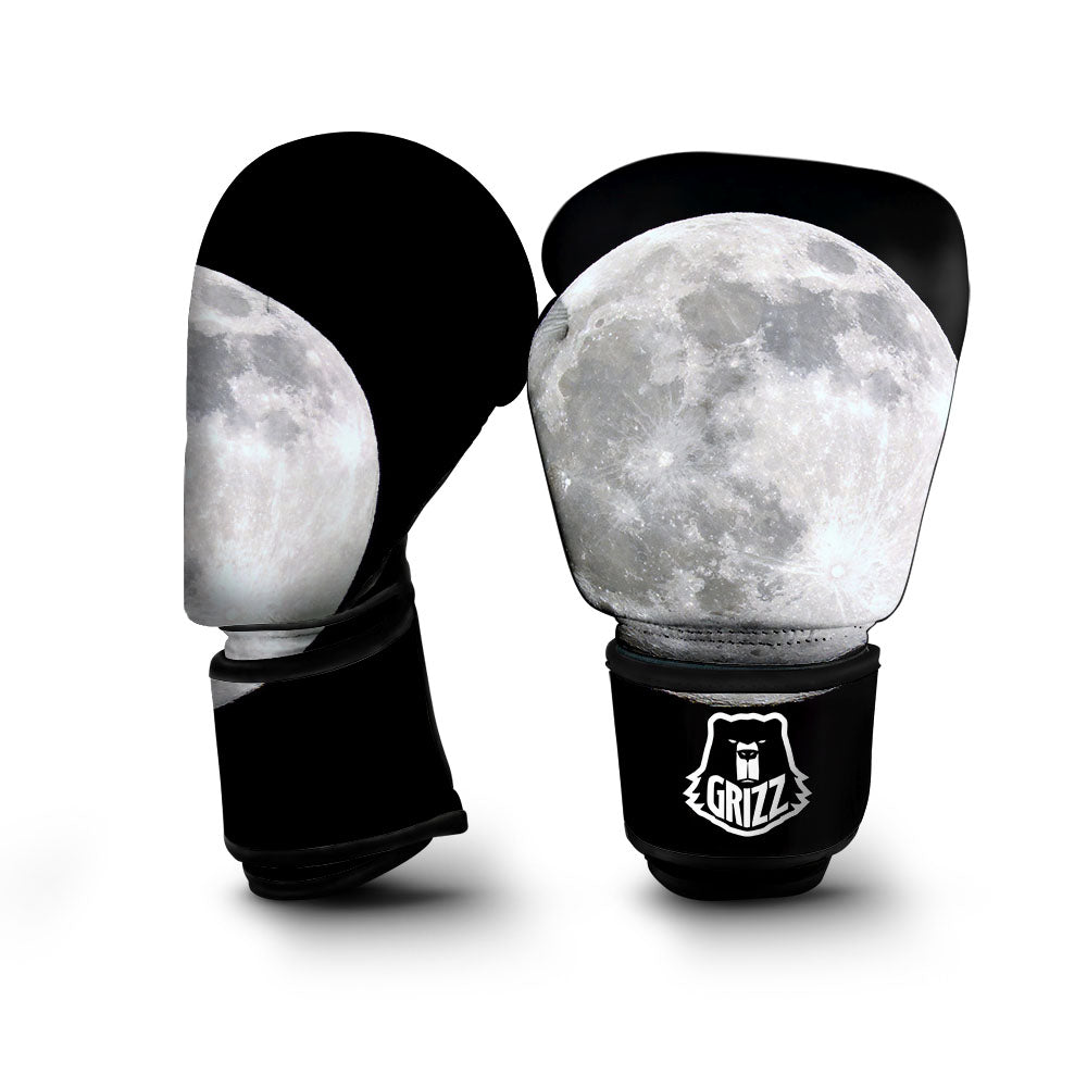 Moonlight White And Black Print Boxing Gloves-grizzshop