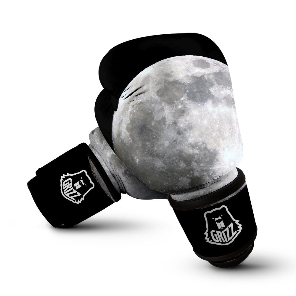 Moonlight White And Black Print Boxing Gloves-grizzshop