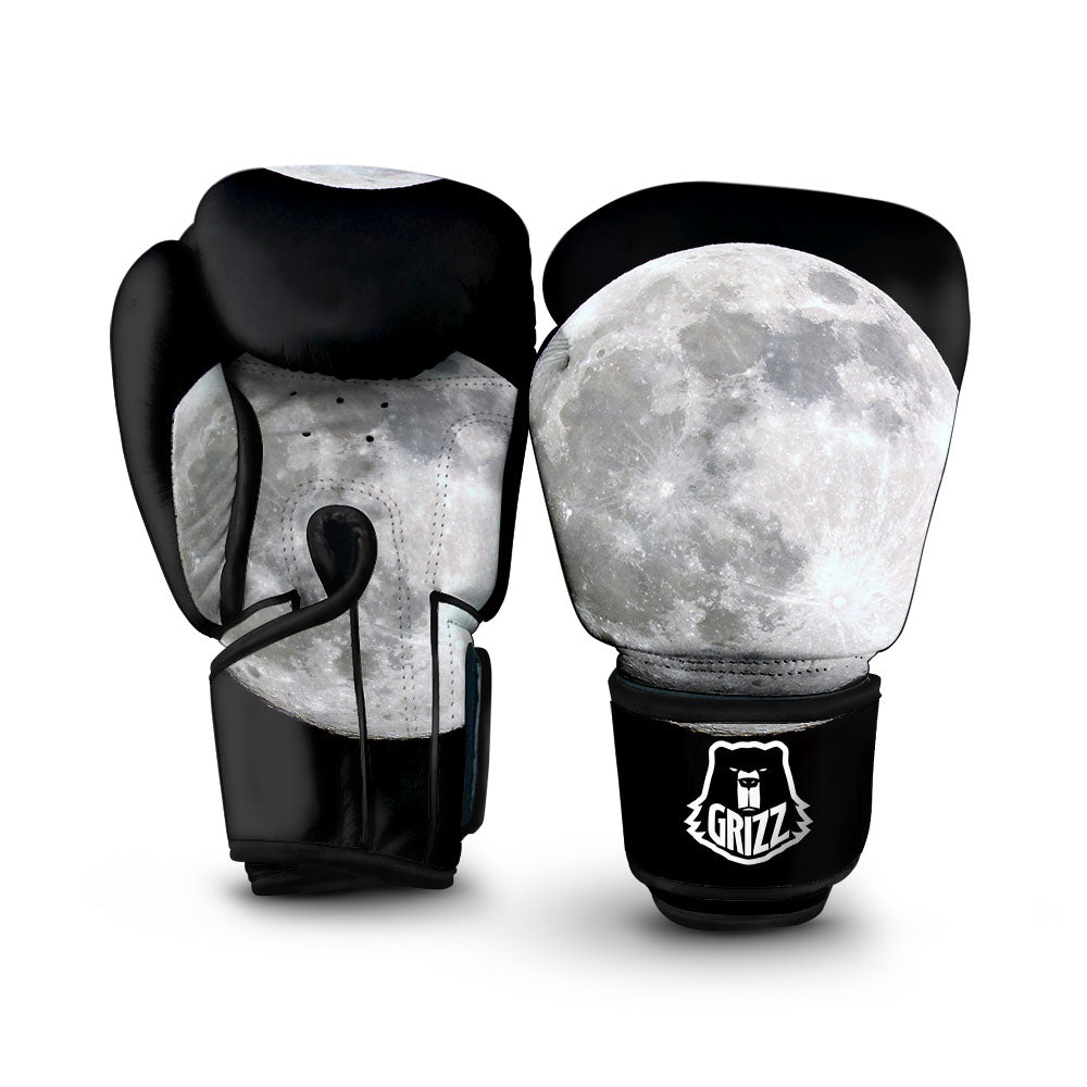 Moonlight White And Black Print Boxing Gloves-grizzshop