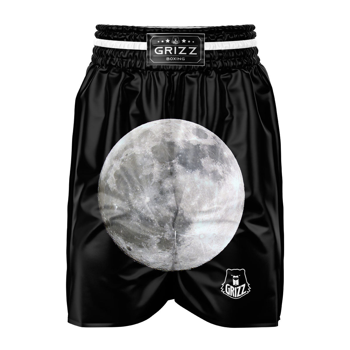 Moonlight White And Black Print Boxing Shorts-grizzshop