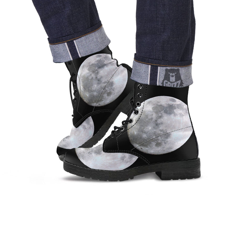 Moonlight White And Black Print Leather Boots-grizzshop