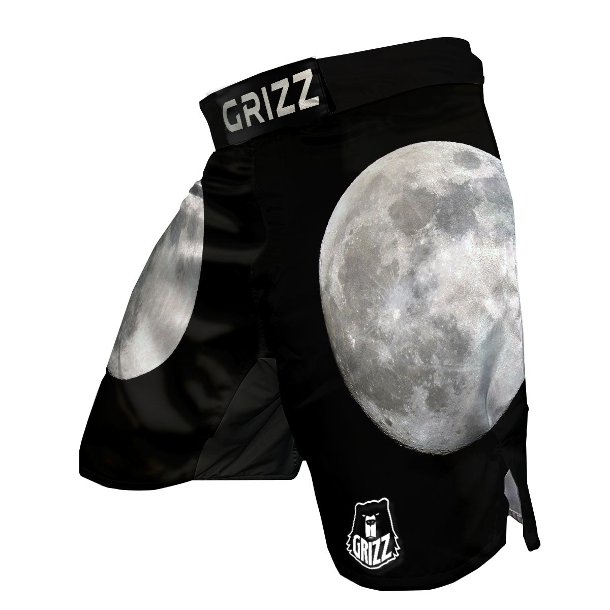 Moonlight White And Black Print MMA Shorts-grizzshop