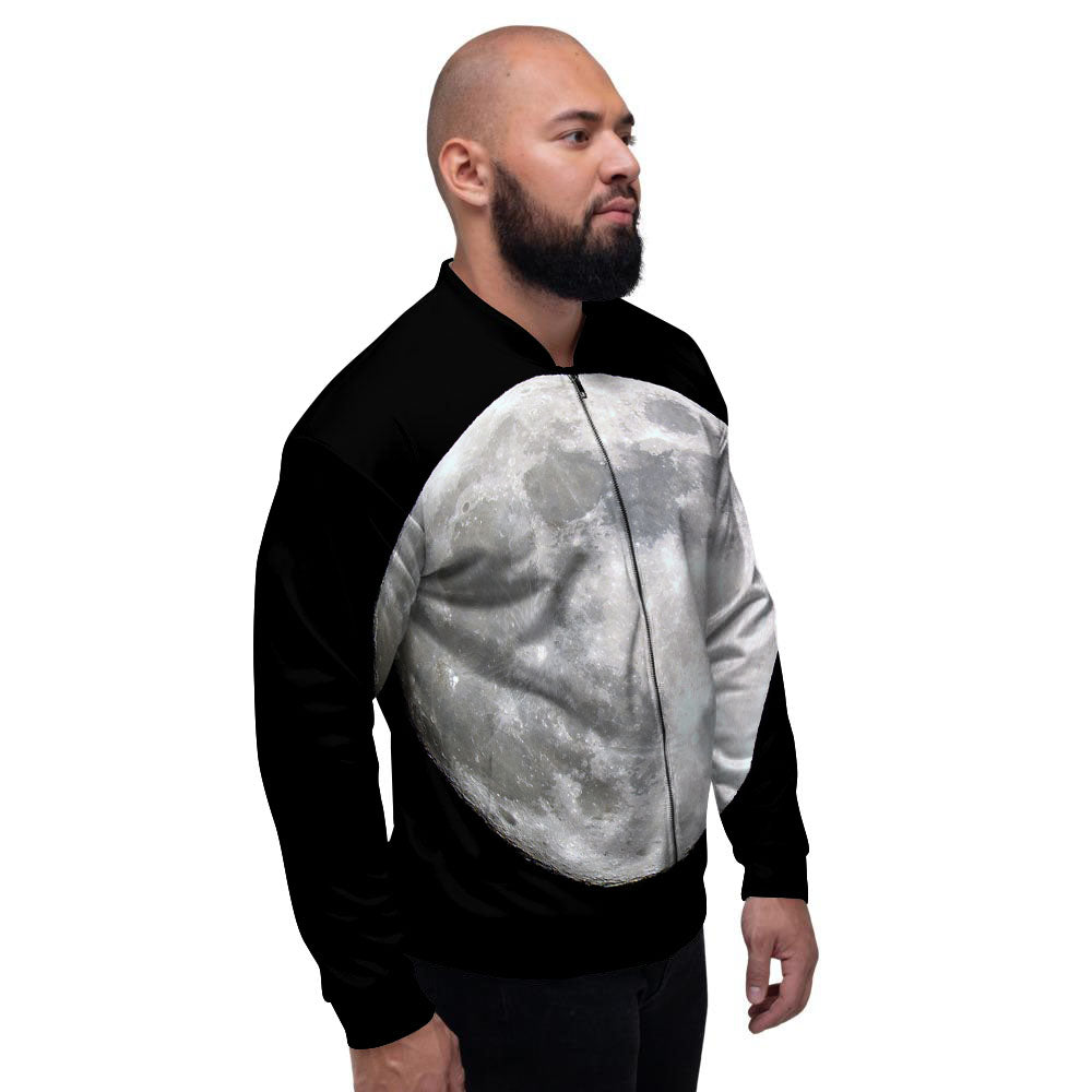 Moonlight White And Black Print Men's Bomber Jacket-grizzshop