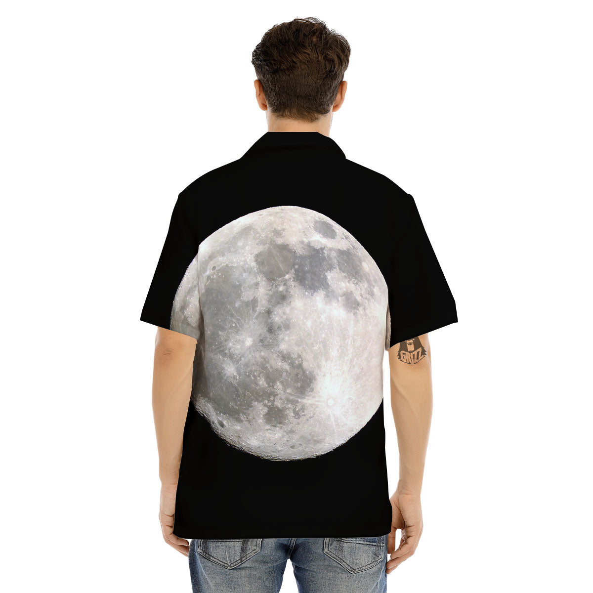Moonlight White And Black Print Men's Hawaiian Shirt-grizzshop