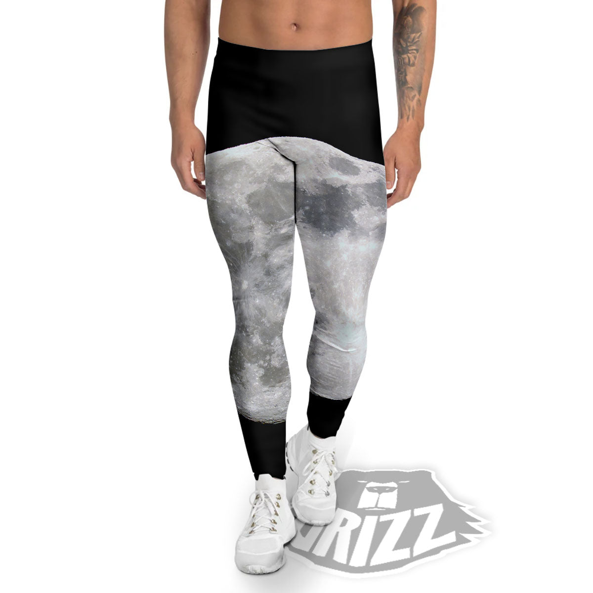 Moonlight White And Black Print Men's Leggings-grizzshop