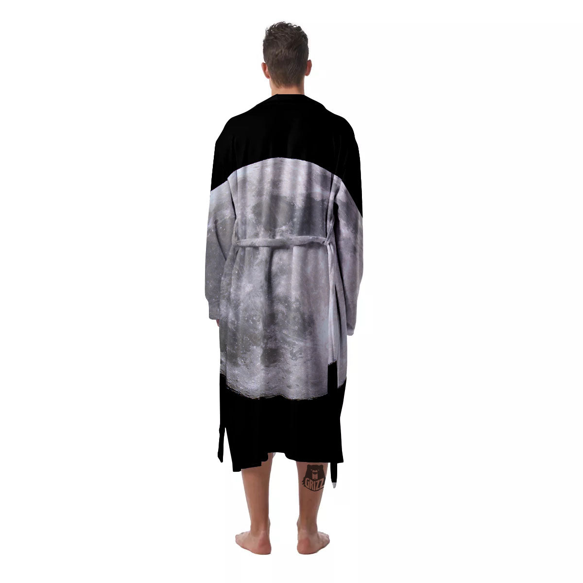 Moonlight White And Black Print Men's Robe-grizzshop