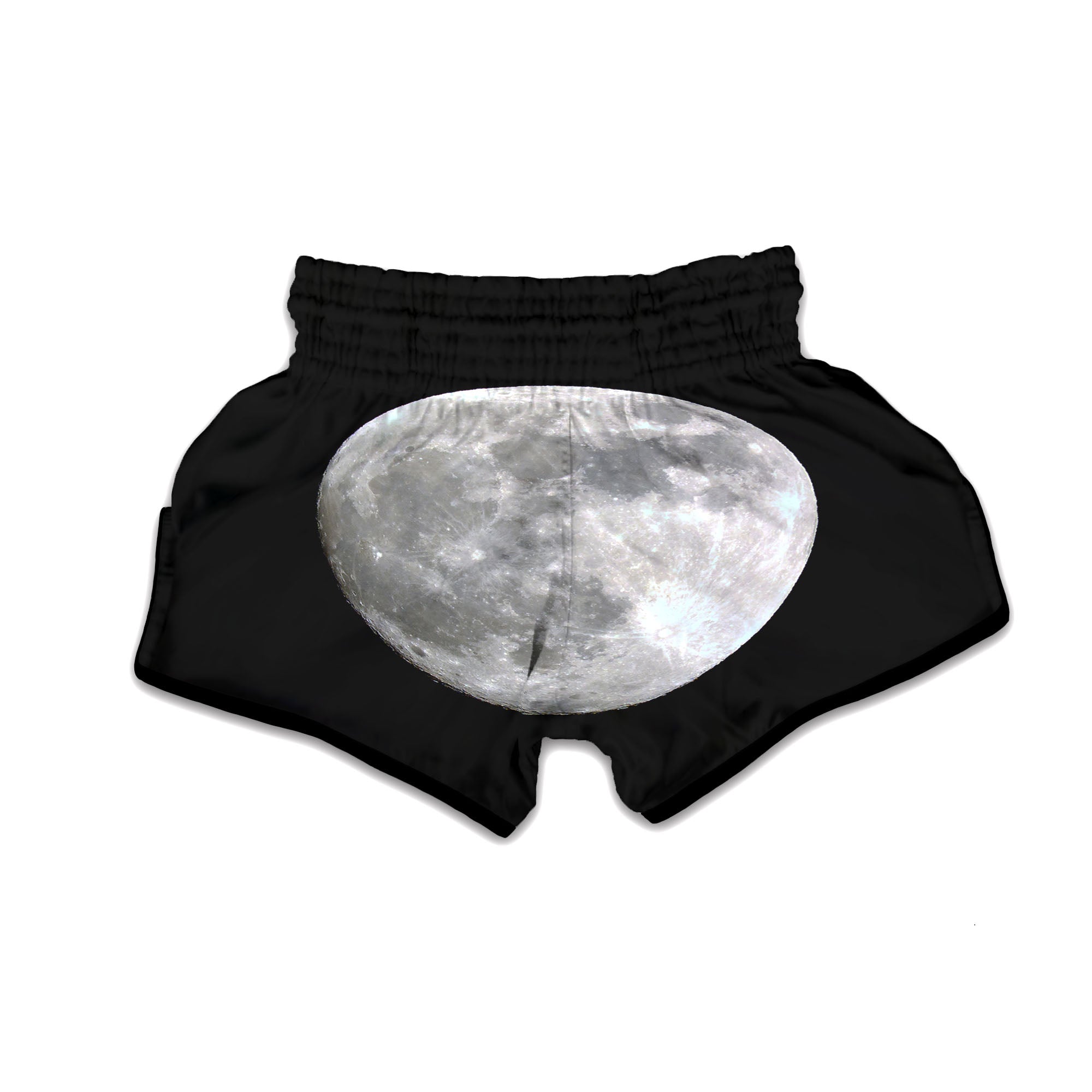 Moonlight White And Black Print Muay Thai Boxing Shorts-grizzshop