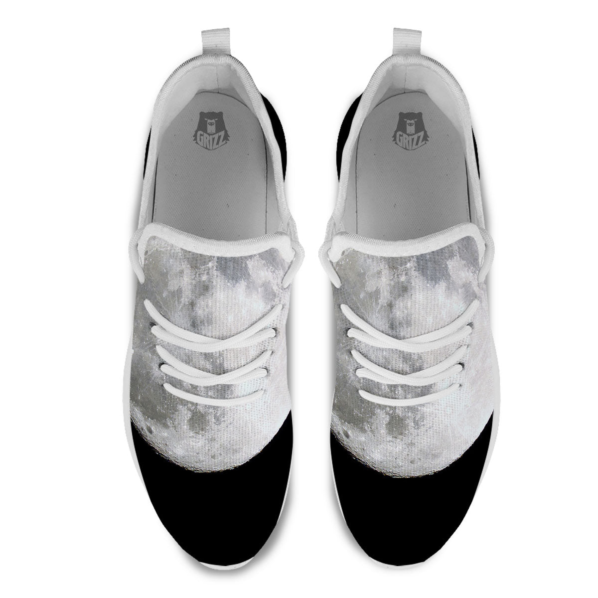 Moonlight White And Black Print White Athletic Shoes-grizzshop