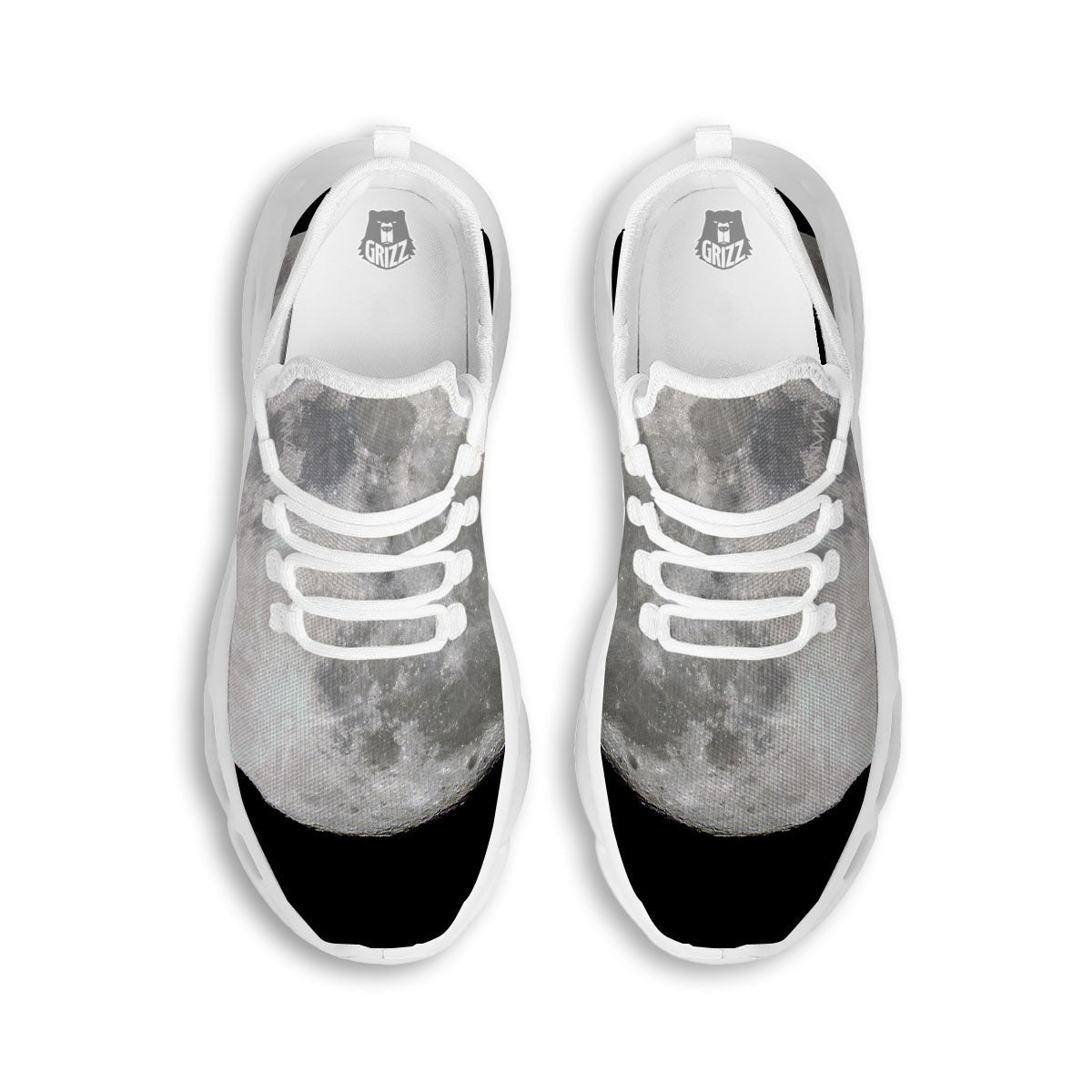 Moonlight White And Black Print White Running Shoes-grizzshop