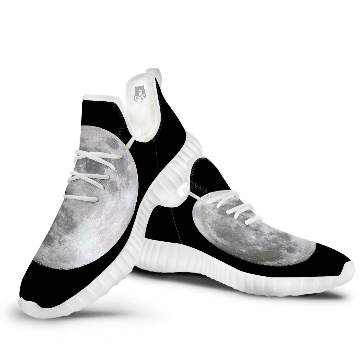 Moonlight White And Black Print White Walking Shoes-grizzshop