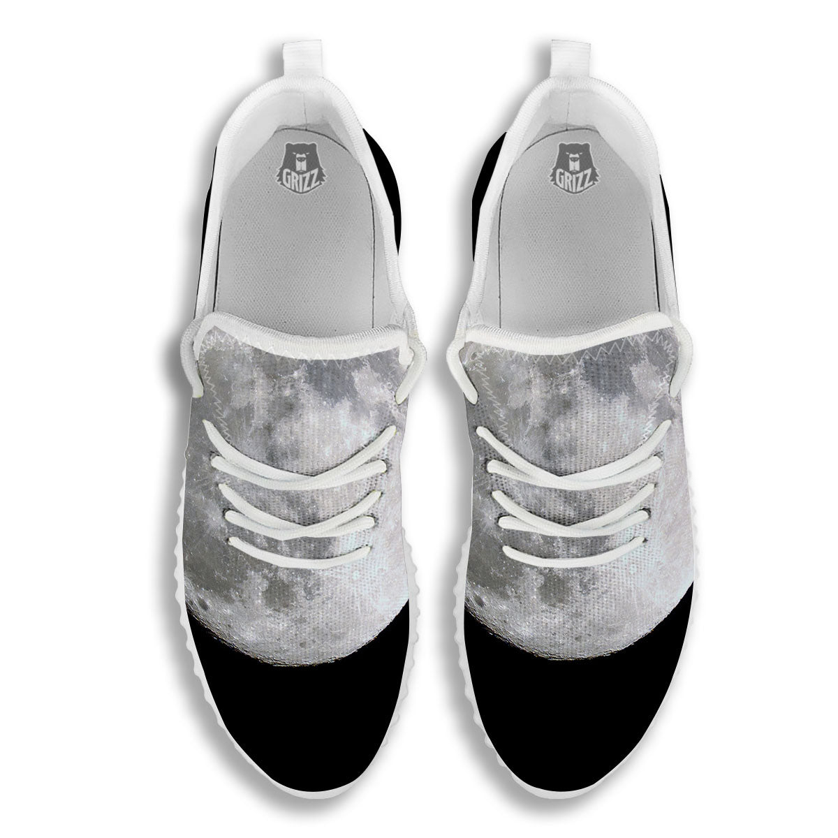 Moonlight White And Black Print White Walking Shoes-grizzshop