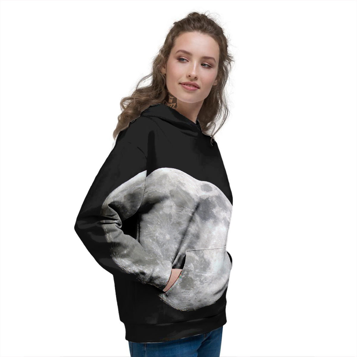 Moonlight White And Black Print Women's Hoodie-grizzshop