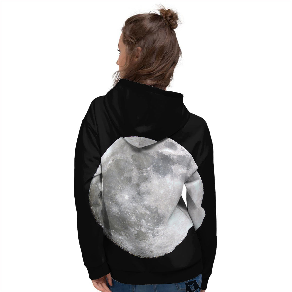 Moonlight White And Black Print Women's Hoodie-grizzshop