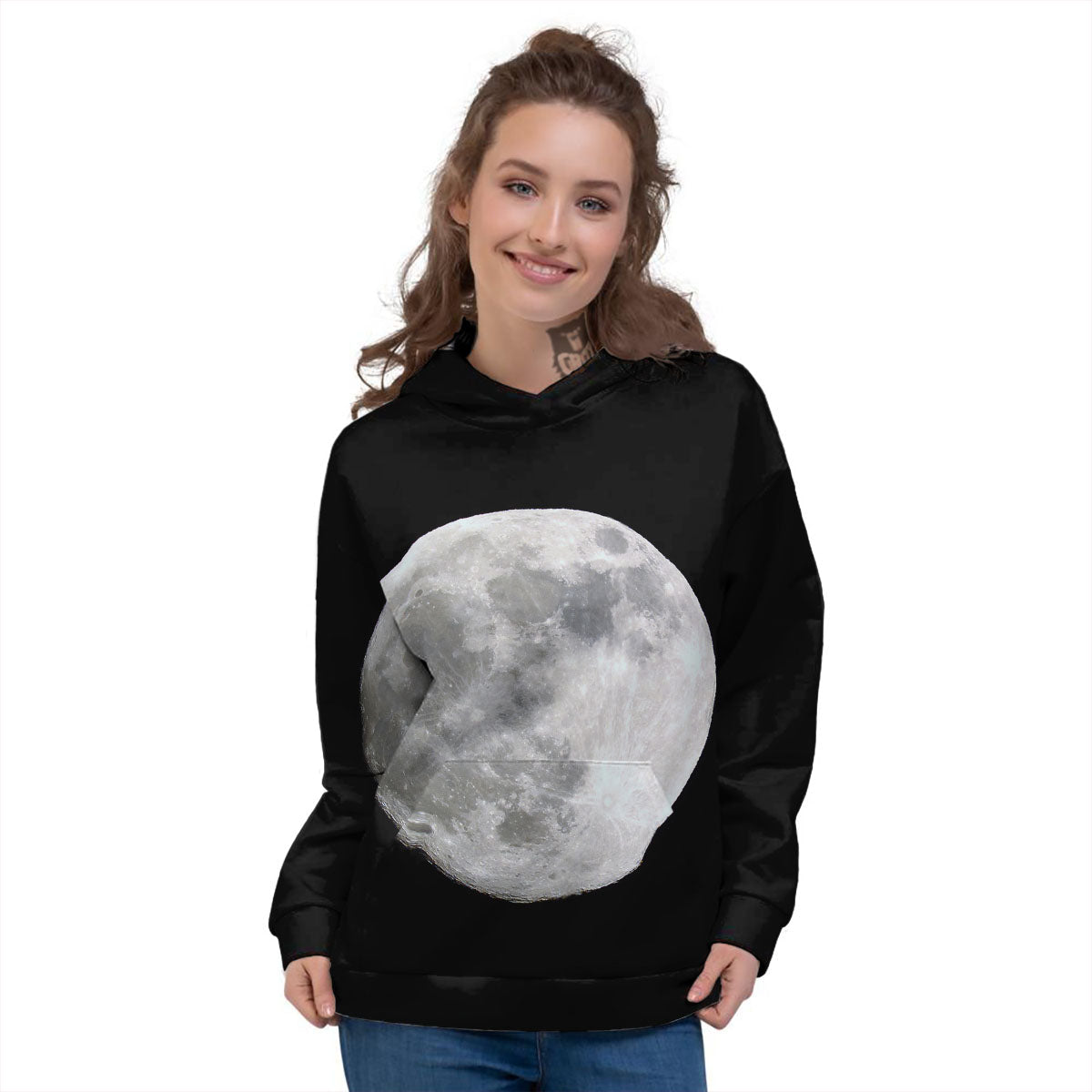 Moonlight White And Black Print Women's Hoodie-grizzshop