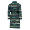 Moose Christmas Tree Pattern Print Men Long Robe-grizzshop