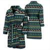 Moose Christmas Tree Pattern Print Men Long Robe-grizzshop