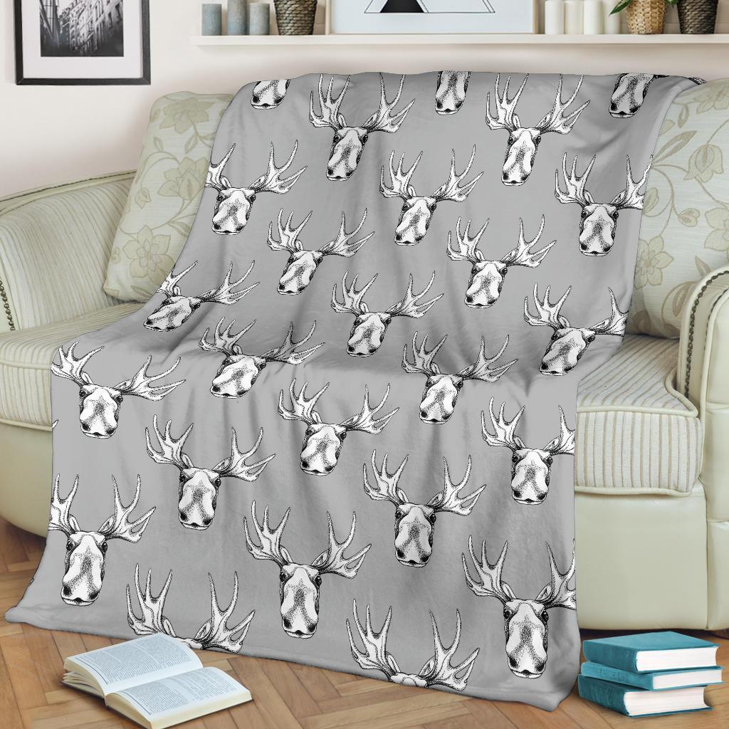 Moose Pattern Print Blanket-grizzshop