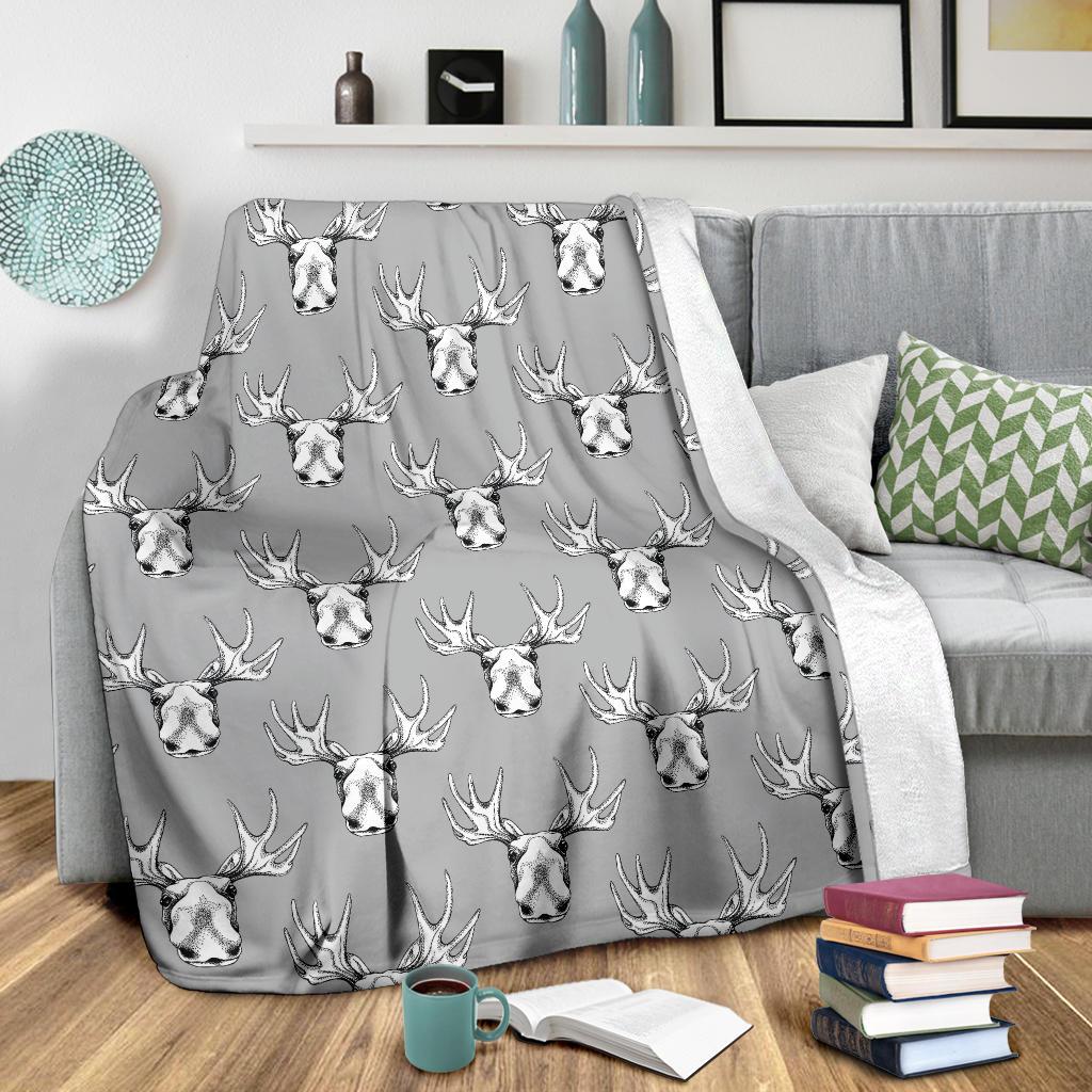 Moose Pattern Print Blanket-grizzshop