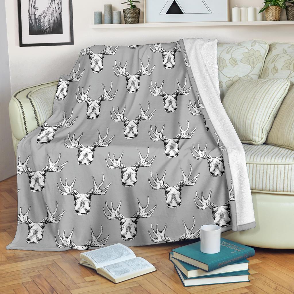 Moose Pattern Print Blanket-grizzshop