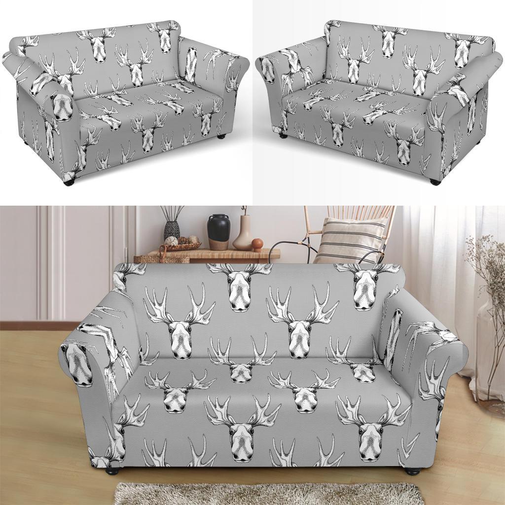 Moose Pattern Print Loveseat Cover-grizzshop