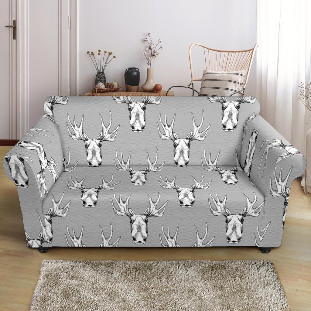 Moose Pattern Print Loveseat Cover-grizzshop