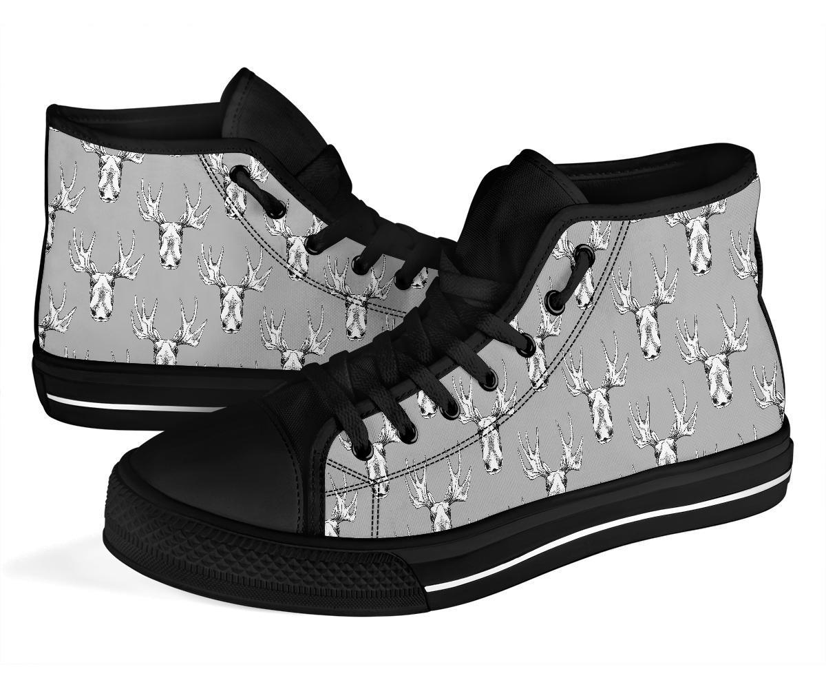 Moose Pattern Print Men Women's High Top Shoes-grizzshop