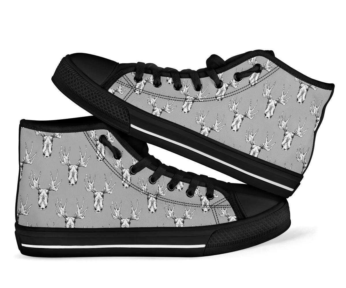 Moose Pattern Print Men Women's High Top Shoes-grizzshop