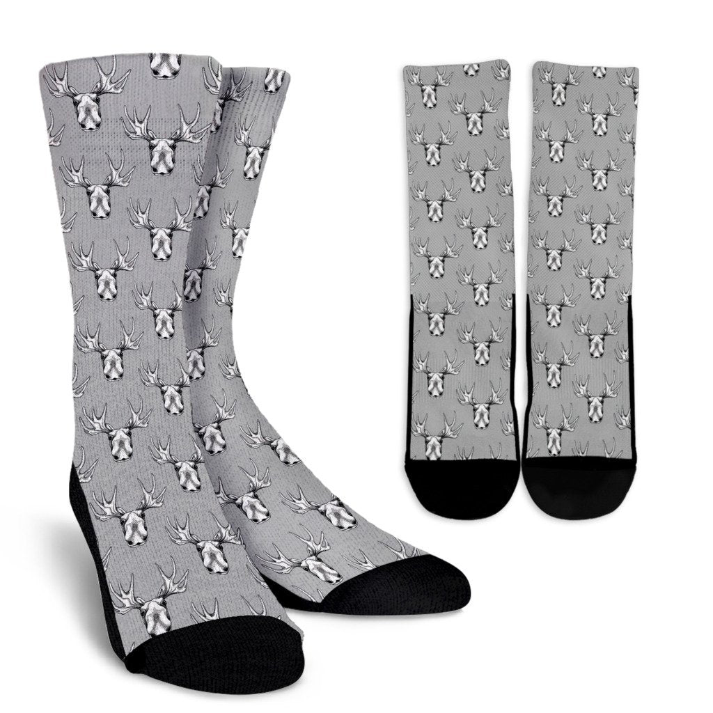 Moose Pattern Print Unisex Crew Socks-grizzshop