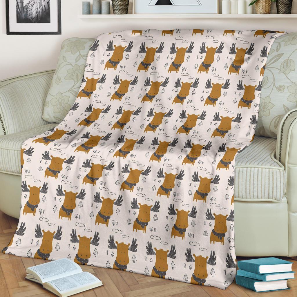 Moose Print Pattern Blanket-grizzshop