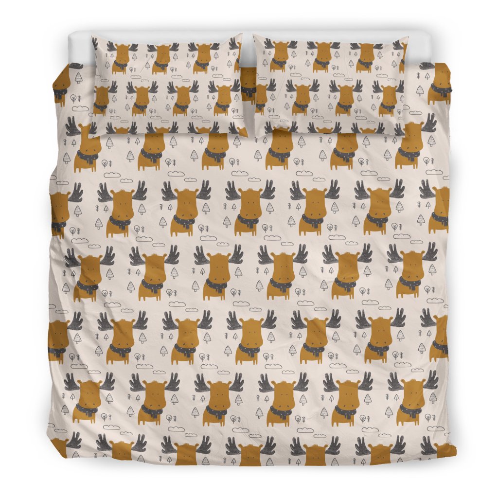 Moose Print Pattern Duvet Cover Bedding Set-grizzshop