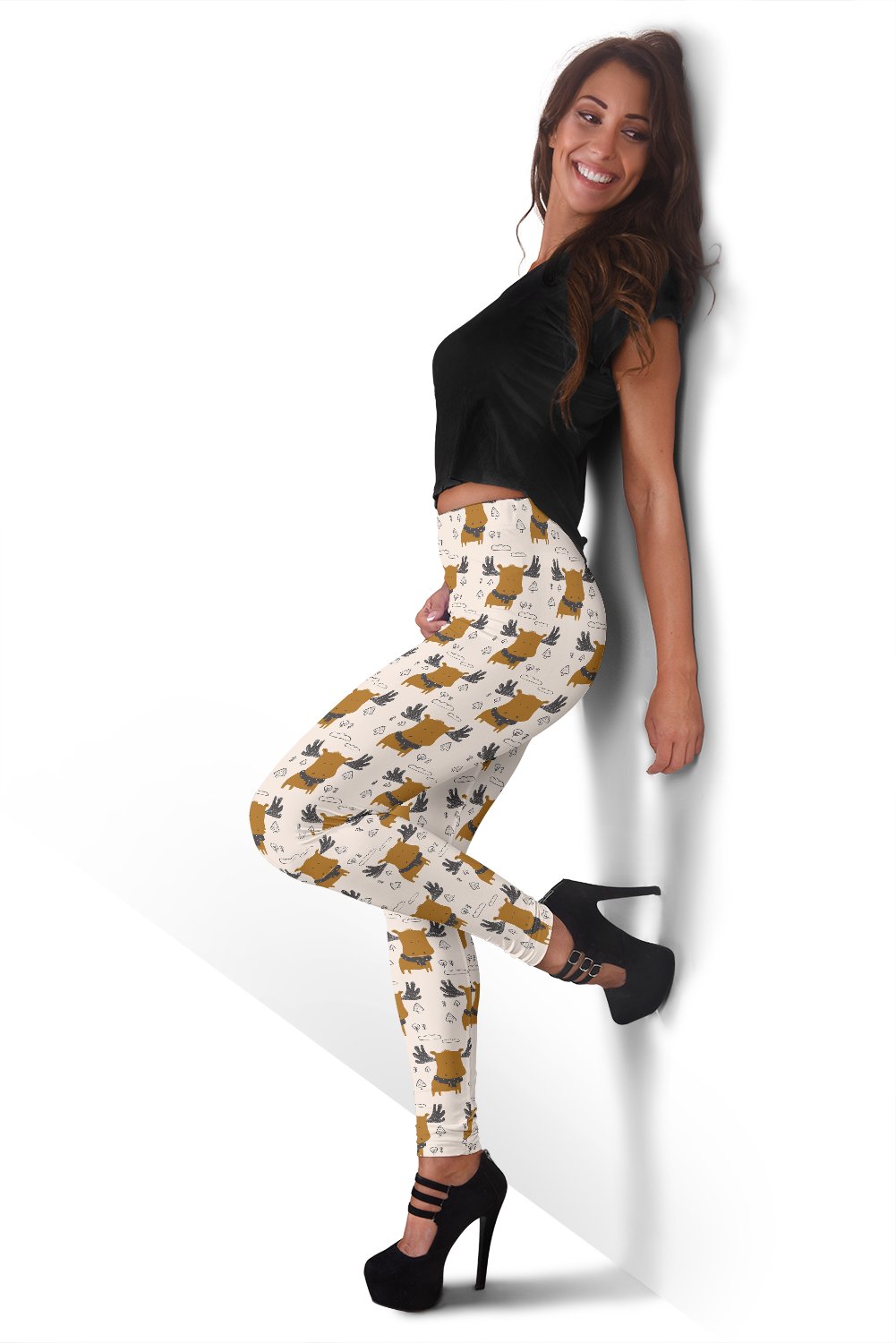 Moose Print Pattern Women Leggings-grizzshop