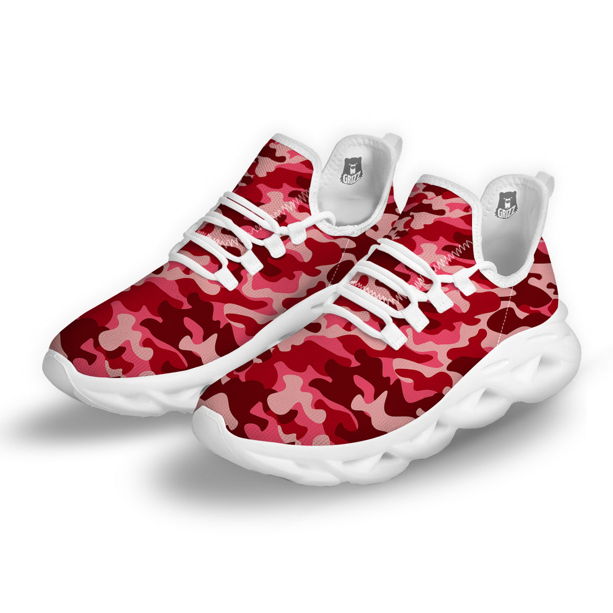 Moroon Camo And Camouflage Print White Running Shoes-grizzshop