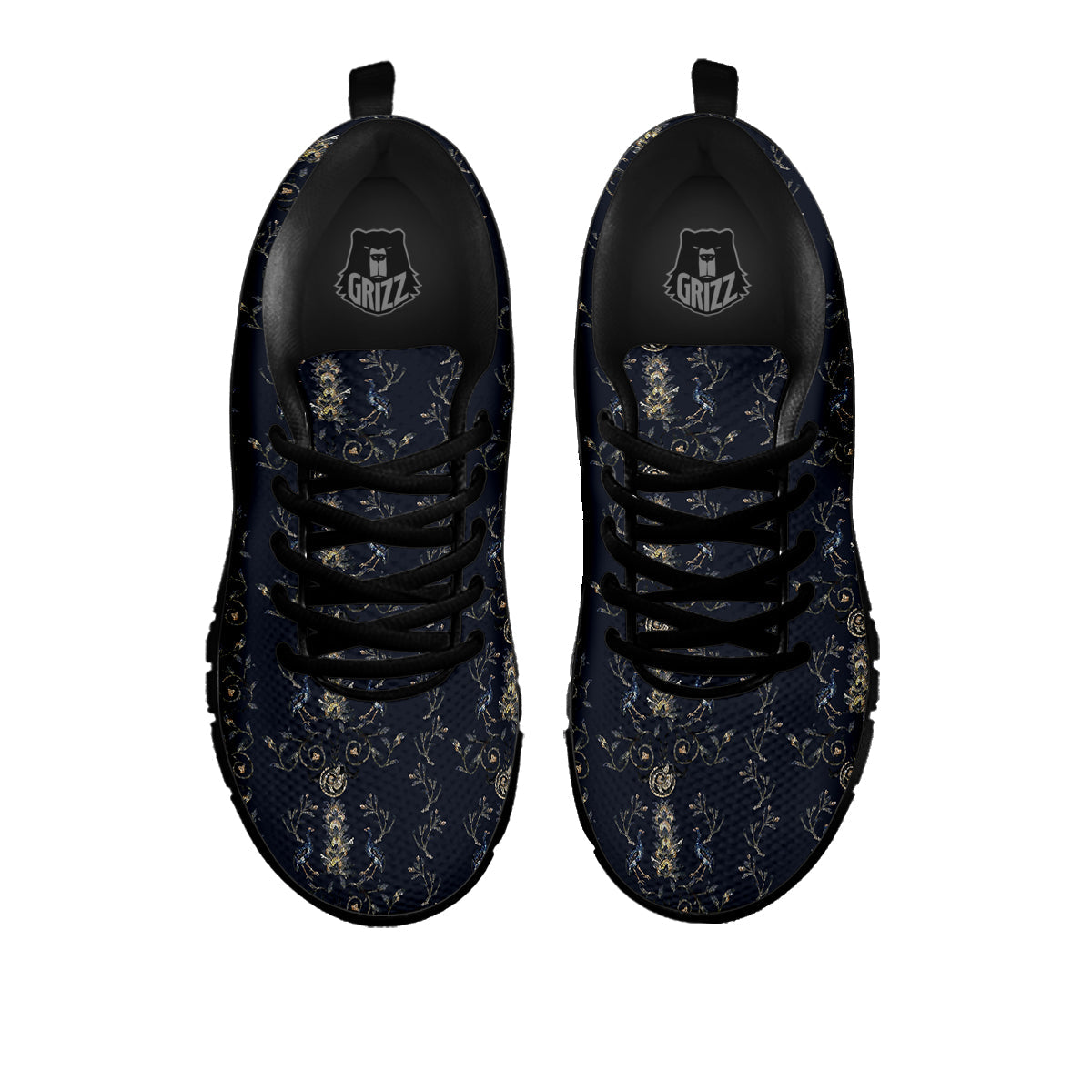 Mosaic Bird Pattern Black Sneaker-grizzshop