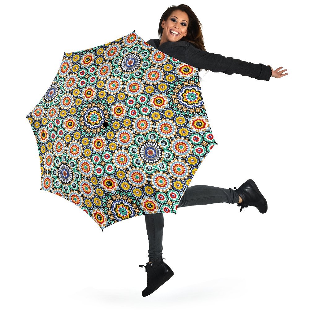 Mosaic Colorful Pattern Print Automatic Foldable Umbrella-grizzshop