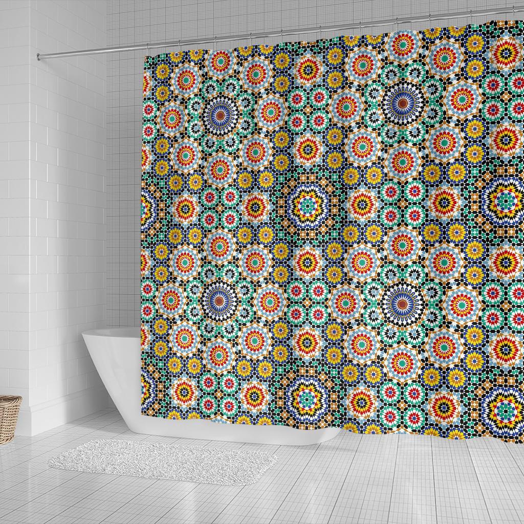 Mosaic Colorful Pattern Print Bathroom Shower Curtain-grizzshop