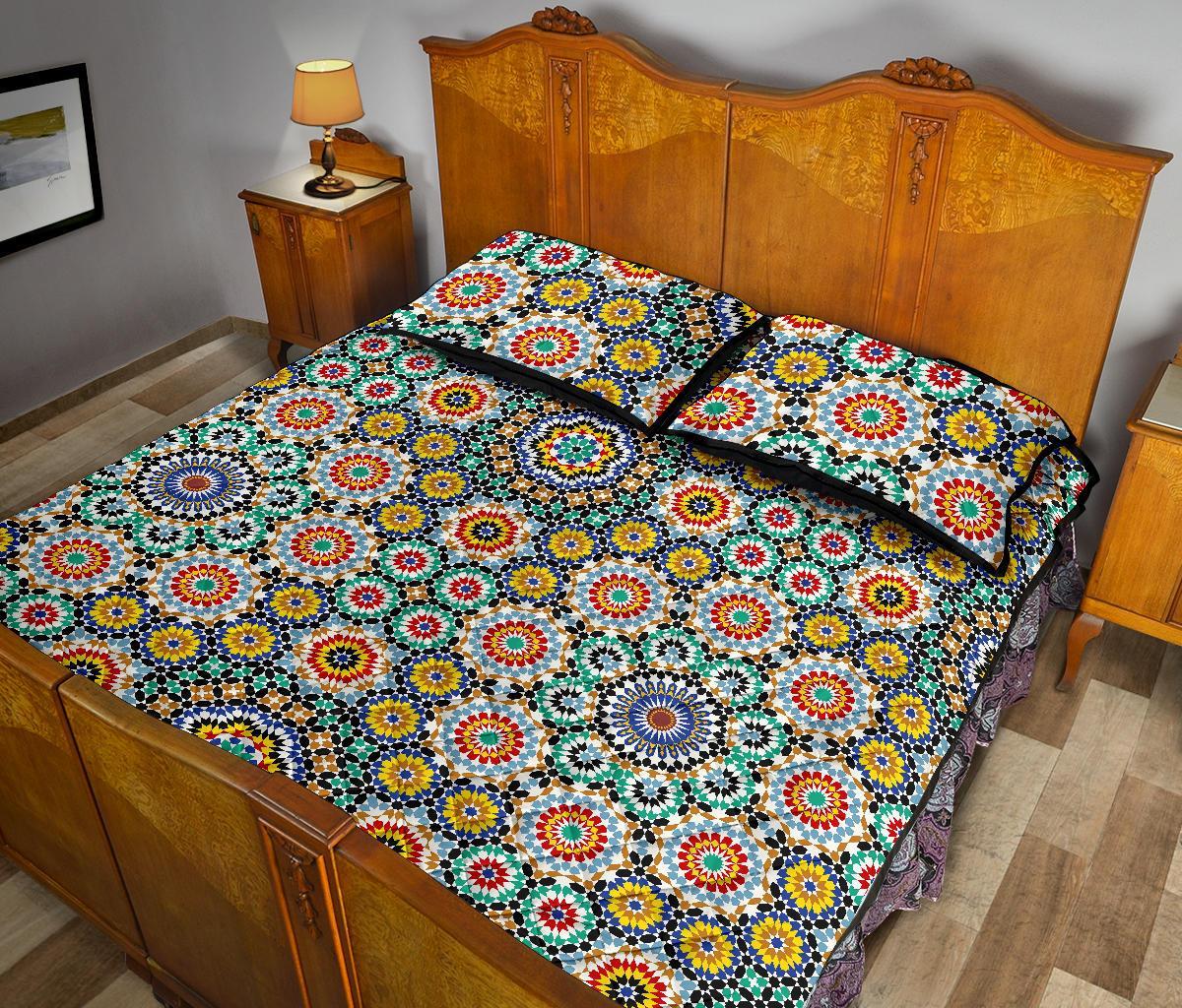 Mosaic Colorful Pattern Print Bed Set Quilt-grizzshop