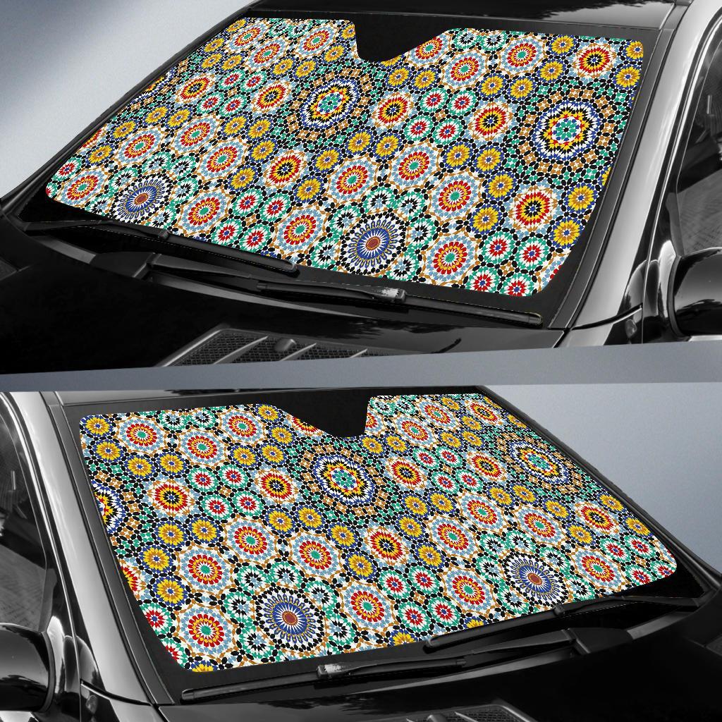 Mosaic Colorful Pattern Print Car Sun Shade-grizzshop