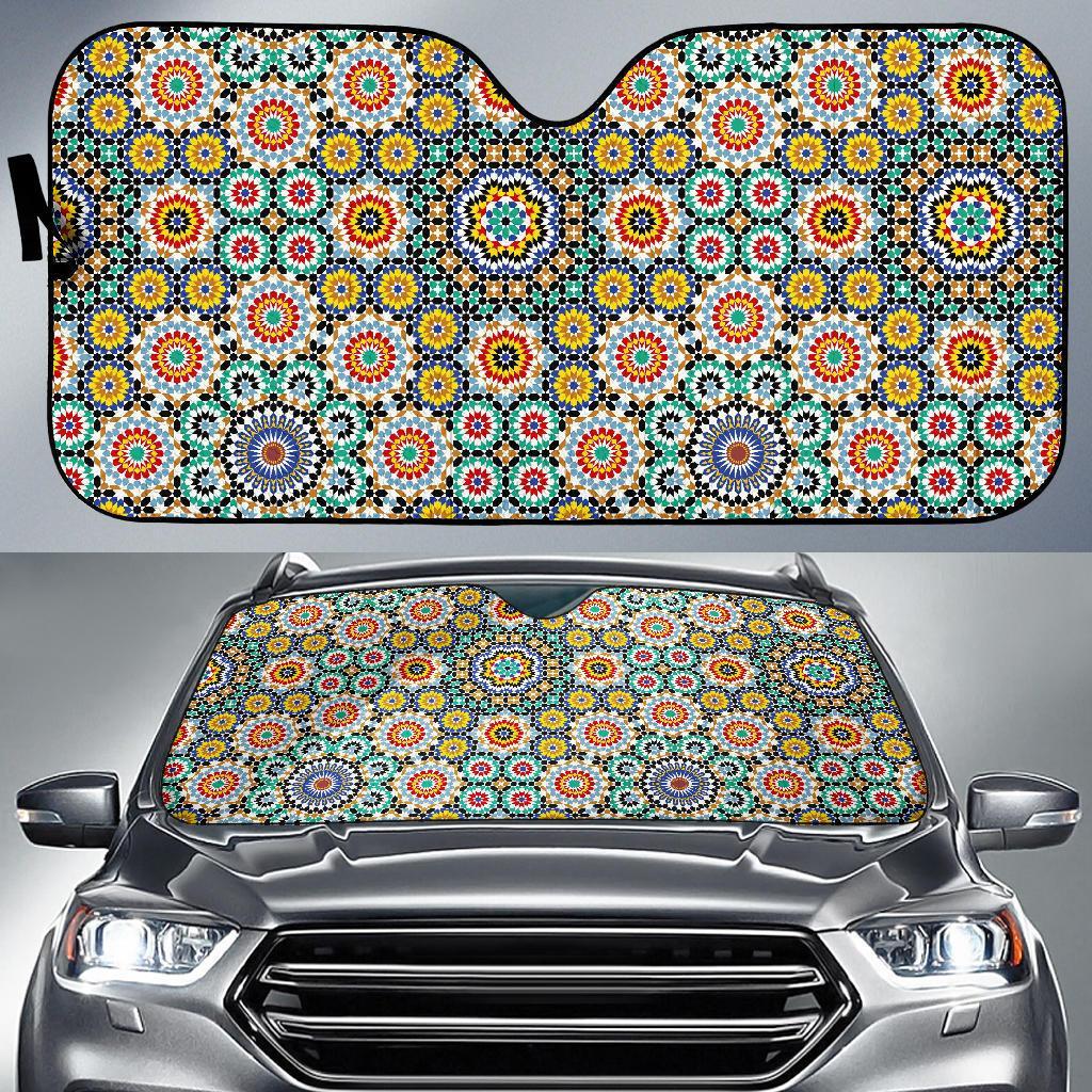 Mosaic Colorful Pattern Print Car Sun Shade-grizzshop