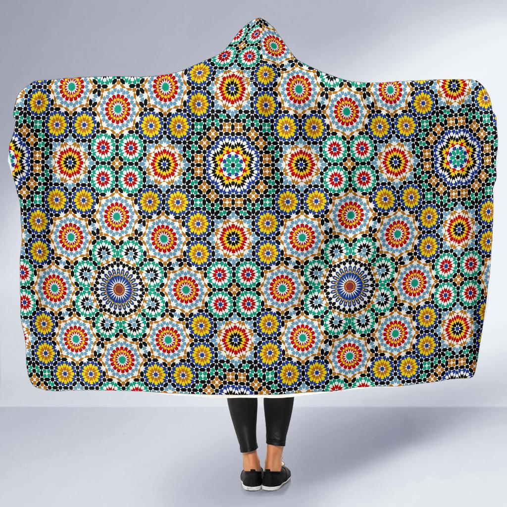 Mosaic Colorful Pattern Print Hooded Blanket-grizzshop
