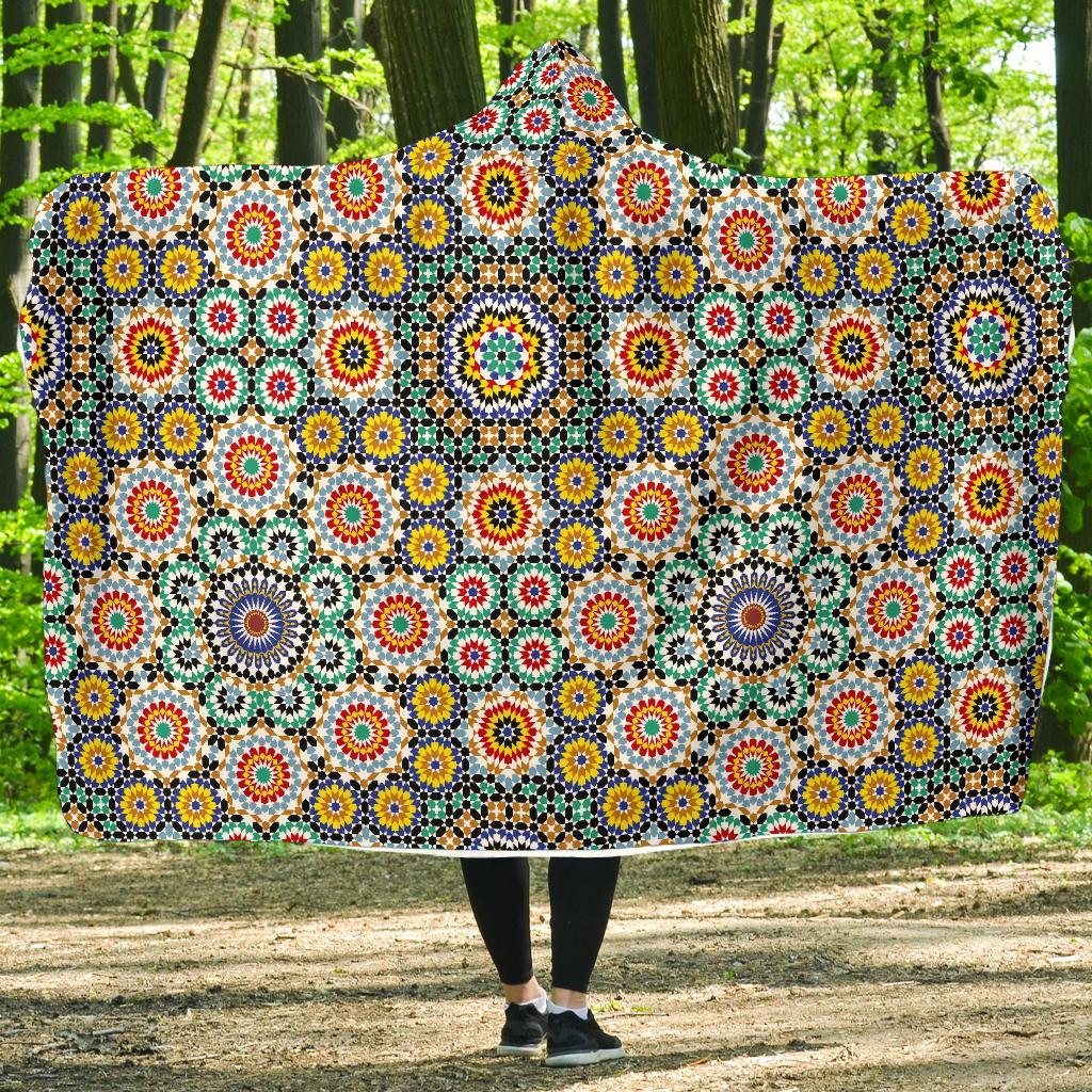 Mosaic Colorful Pattern Print Hooded Blanket-grizzshop