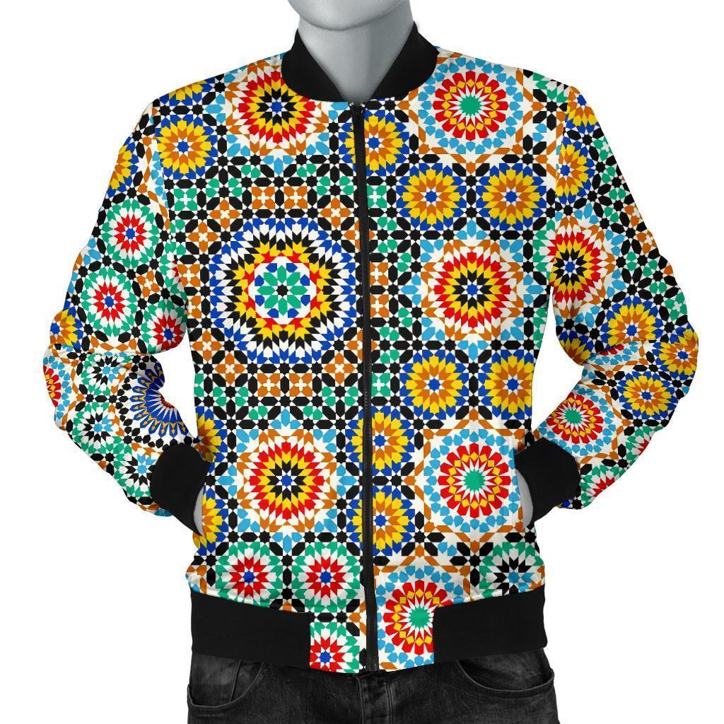 Mosaic Colorful Pattern Print Men's Bomber Jacket-grizzshop