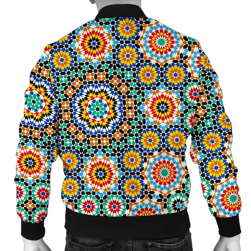 Mosaic Colorful Pattern Print Men's Bomber Jacket-grizzshop