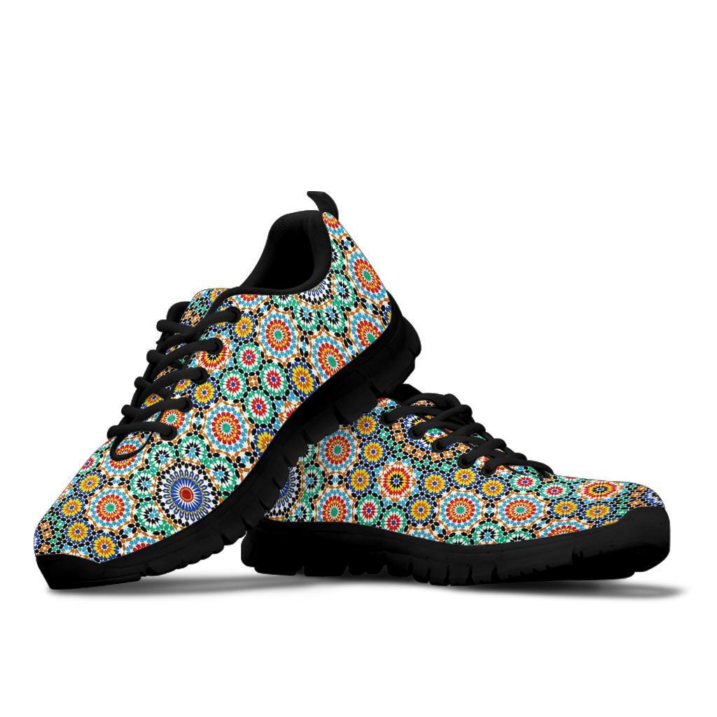 Mosaic Colorful Pattern Print Sneaker Shoes For Men Women-grizzshop